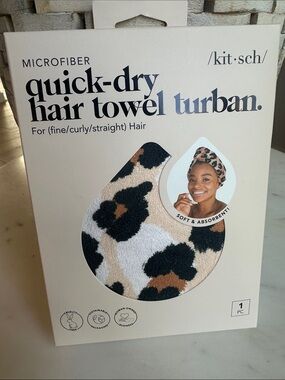 Kitsch Microfiber Quick-Dry Hair Towel Turban - Black, White, Brown, Cream